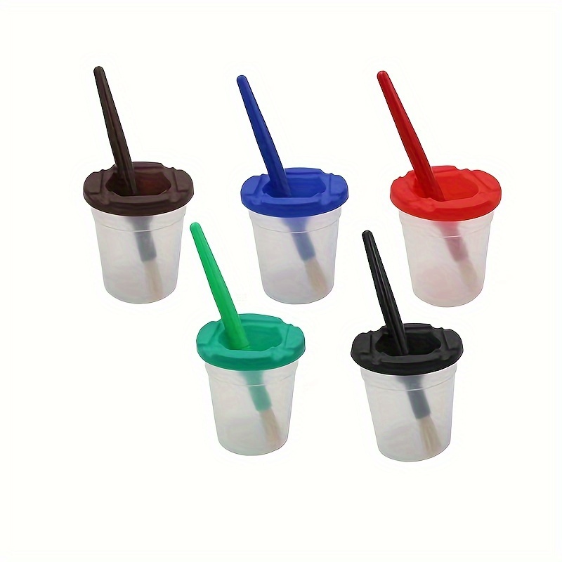 Spill Proof Paint Cups With Paint Brushes Paint Cups - Temu