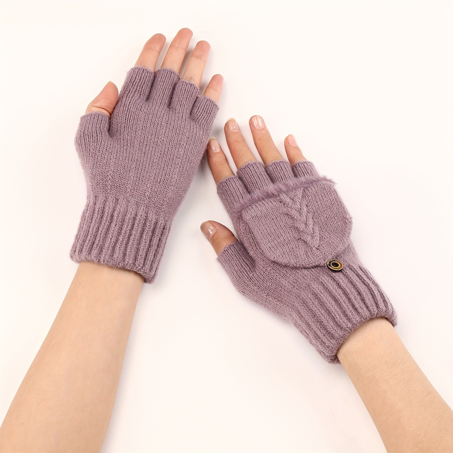 1 Paire De Gants Chauds D'hiver En Polaire Sans Doigts Avec Ficelle,  Travail Avec Protection Des Articulations, Gants Coupe-vent En Tricot -  Temu France