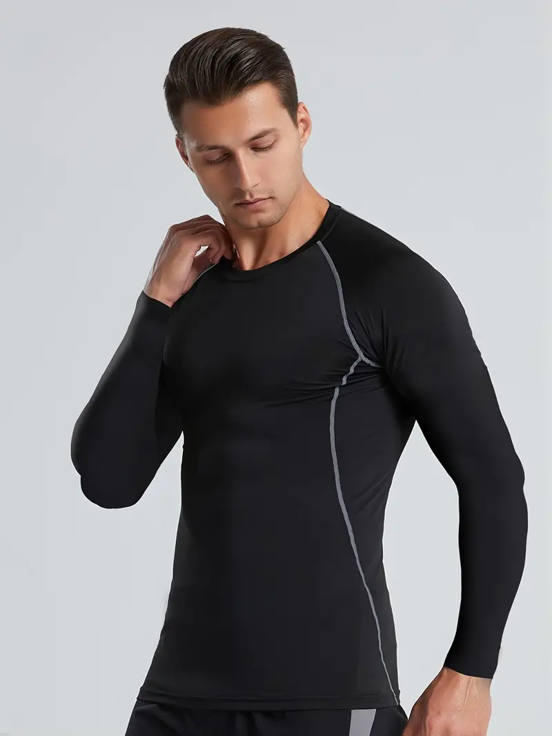 Haut de compression pour hommes, chemises de sport à manches longues,  chemise de base athlétique, équipement de fitness d'hiver