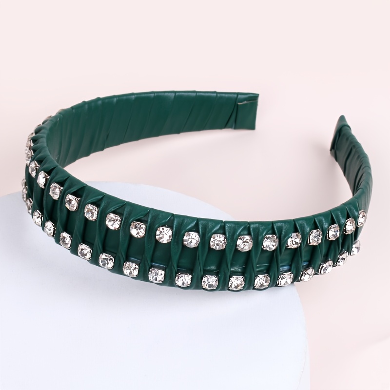 Hand Braided Headband Rhinestone Leather Hairband