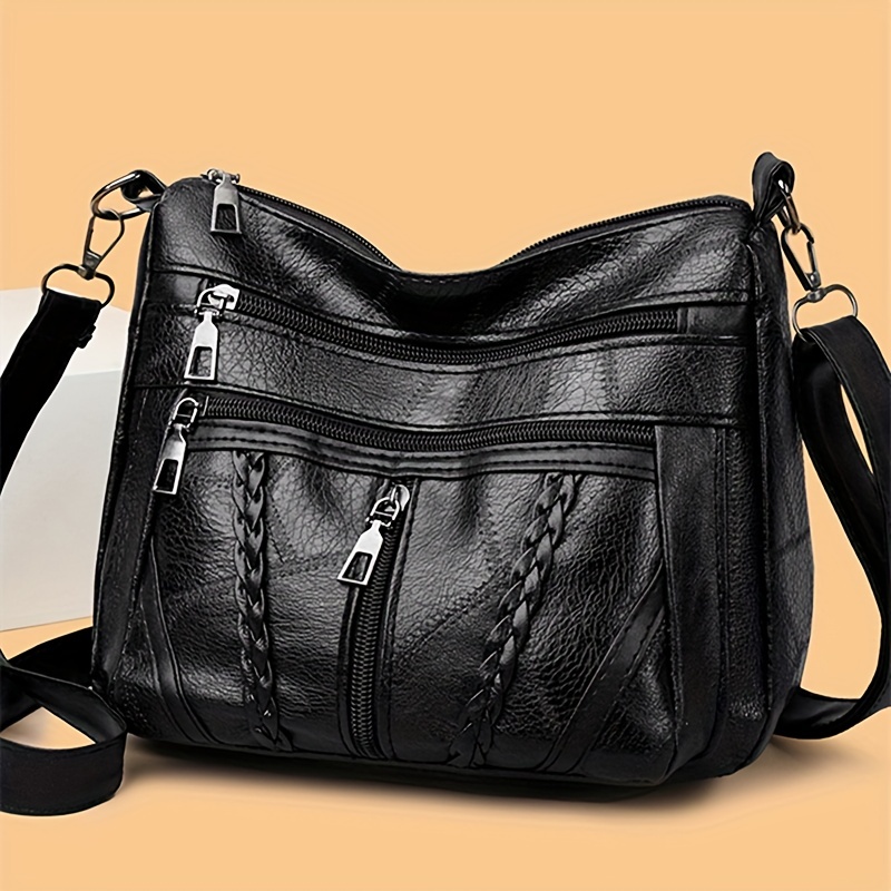 Women Fashion Black Vegan Leather Handbags | Crossbody Bags -SINBONO