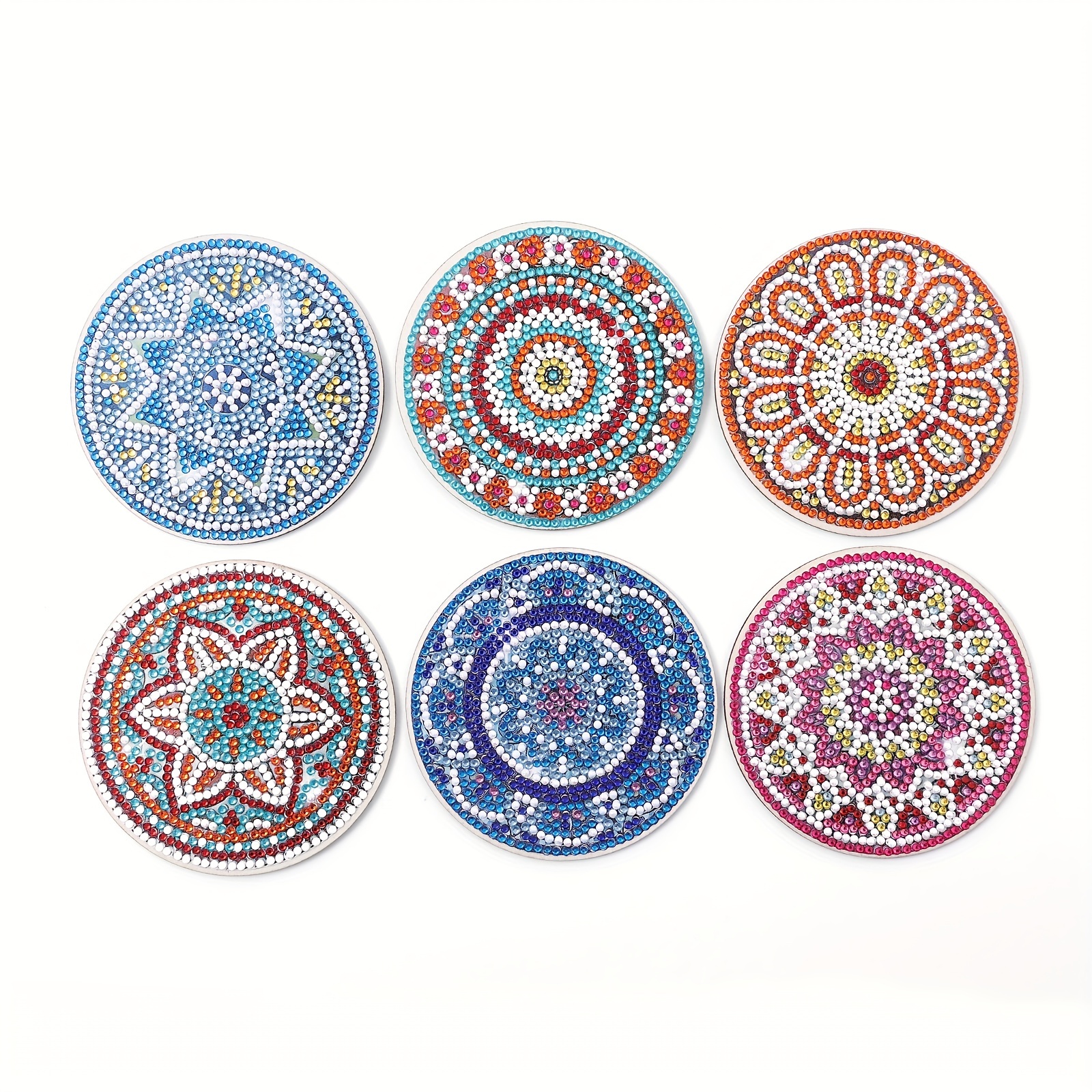 6 Pcs Diamond Painting Coasters with Holder, DIY Mandala Coasters Diamond Painting Kits for Beginners, Adults & Kids Art Craft Supplies, Size: 12