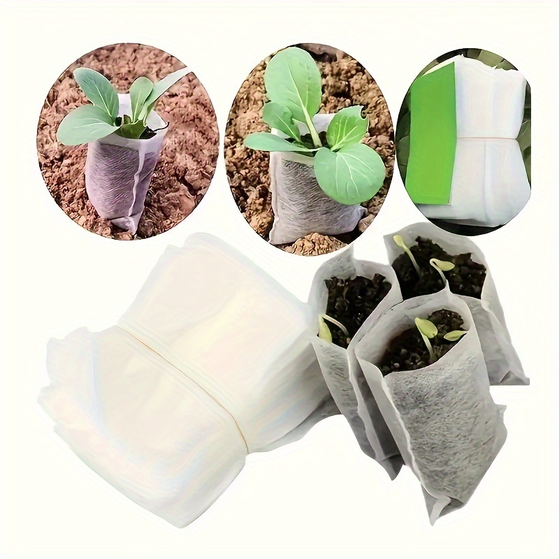 Non-Woven Seedlings Grow Bag,200PCS Fabric Nursery Bags for Plants,Fabric  Plant Pots for Planting,Gardening Transplanted Home Garden Supplies 