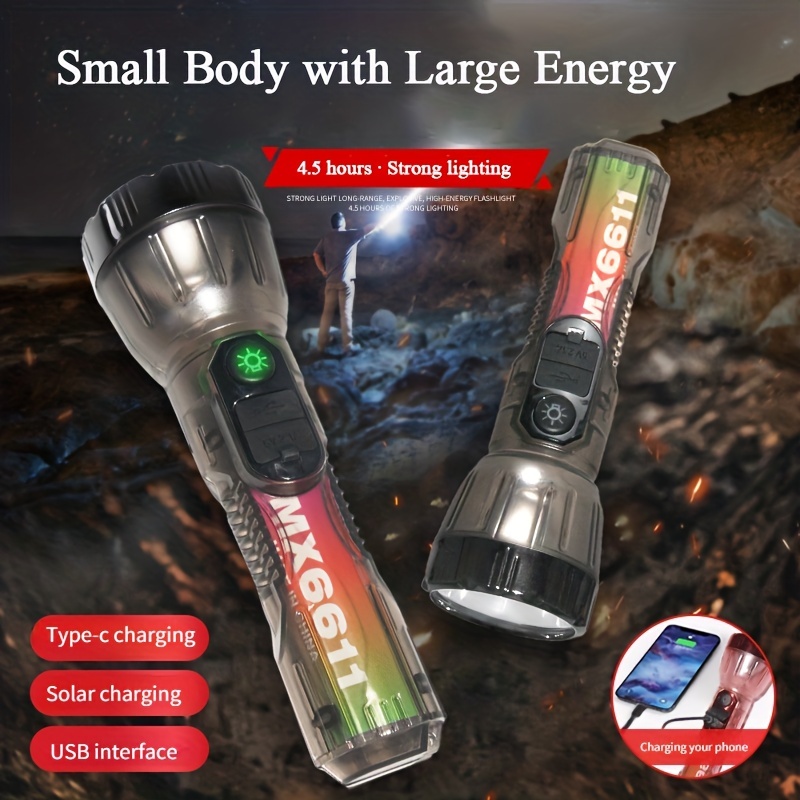 Solar Flashlight Outdoor Multifunctional Rechargeable - Temu