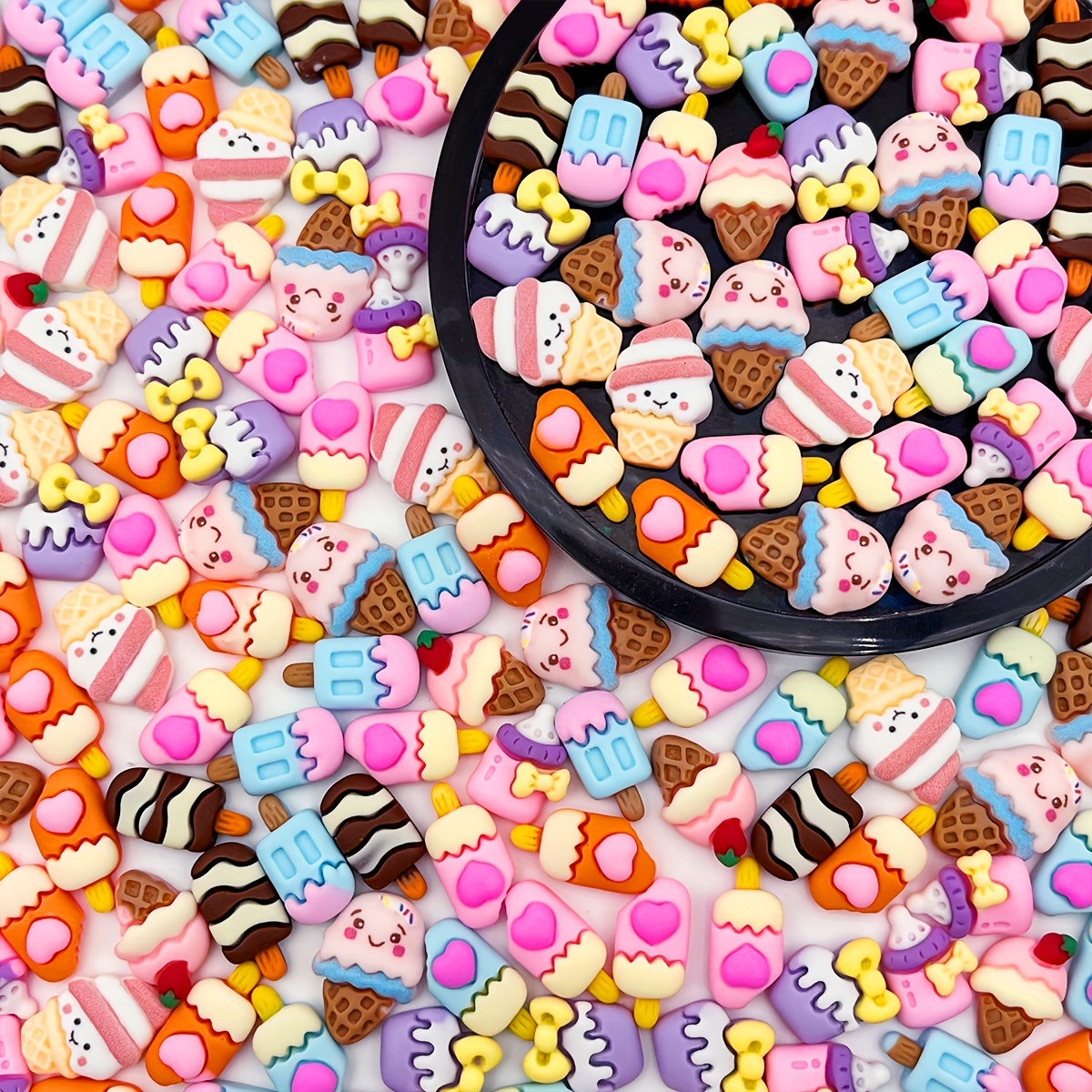 50 Pcs Mix Soft Candy Resin Charms Flatback Fake Candy Buttons  Embellishments Making Supplies for Cell Phone Case Scrapbooking Hair Clip