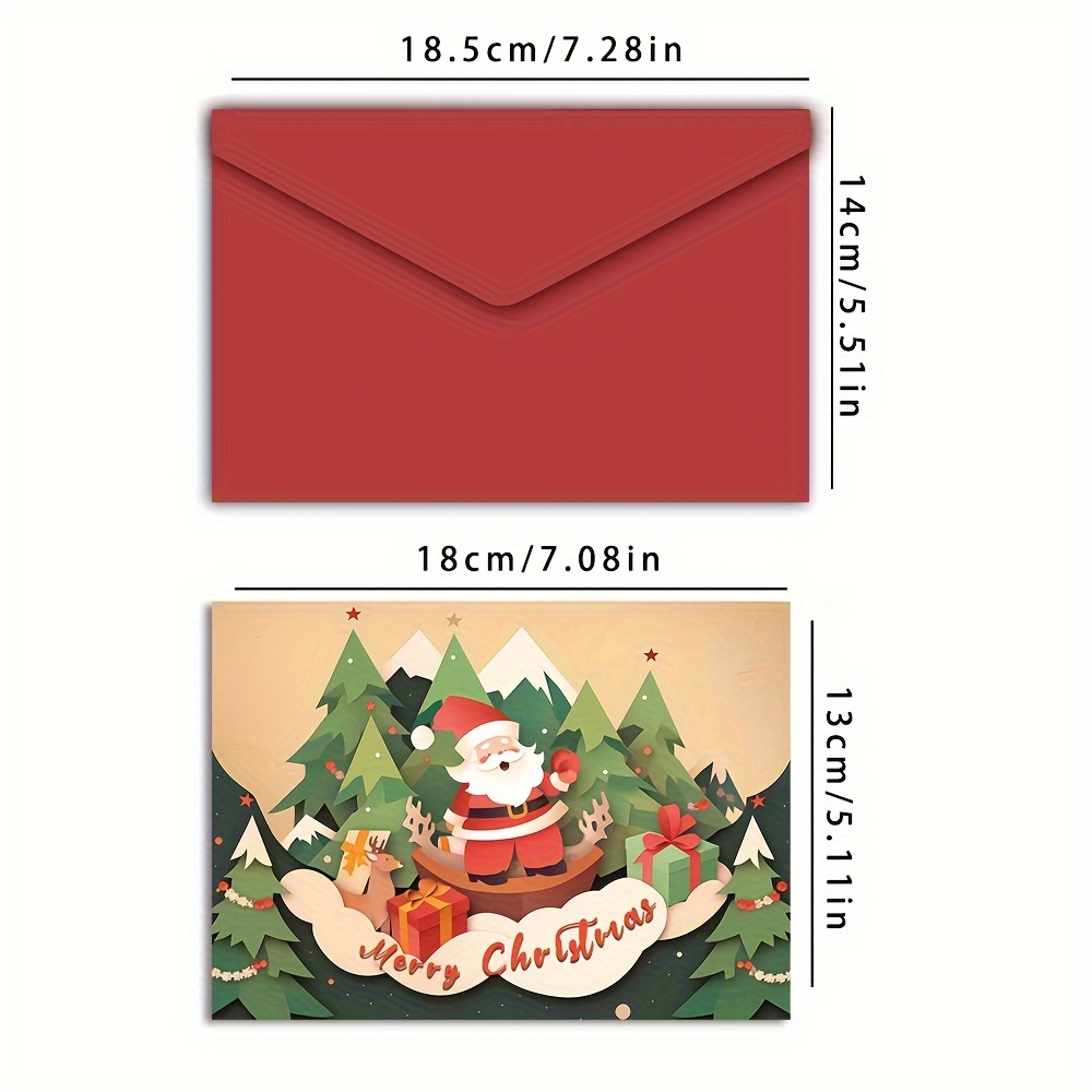 1pc Ensemble Cartes Noël Enveloppes Rouges Parfait - Temu France