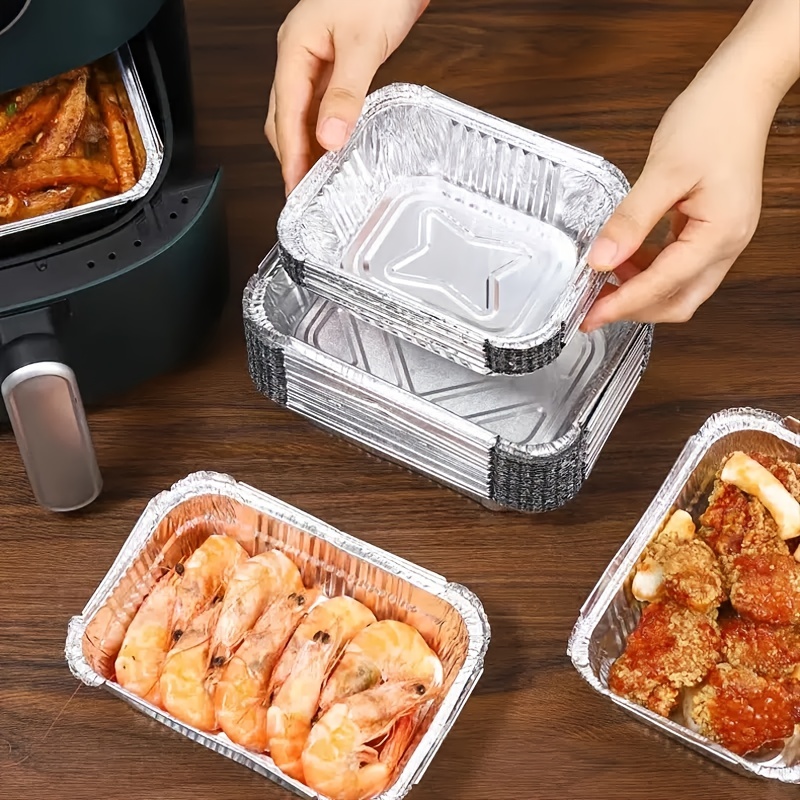 10Pcs Rectangular Tin Foil Tray Disposable Food Container BBQ Cake