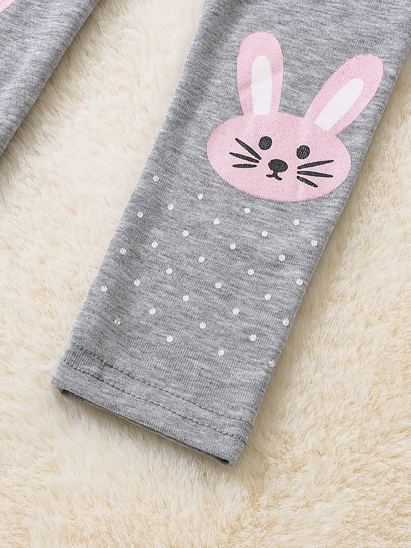 Girls Cotton Stretch Soft Leggings Easter Cartoon Rabbit - Temu
