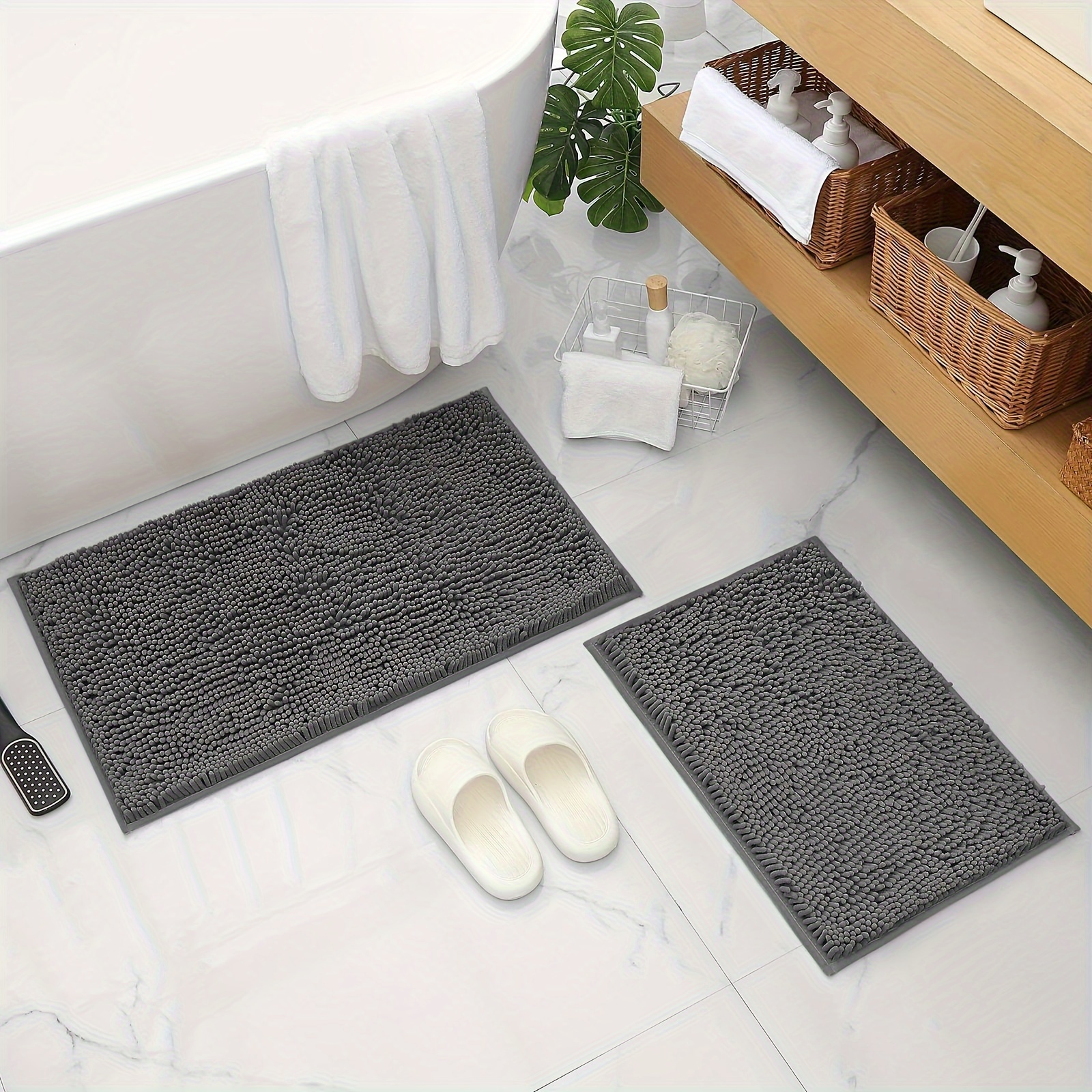 2 teiliges Waschbares Chenille badezimmer antirutschmatten - Temu