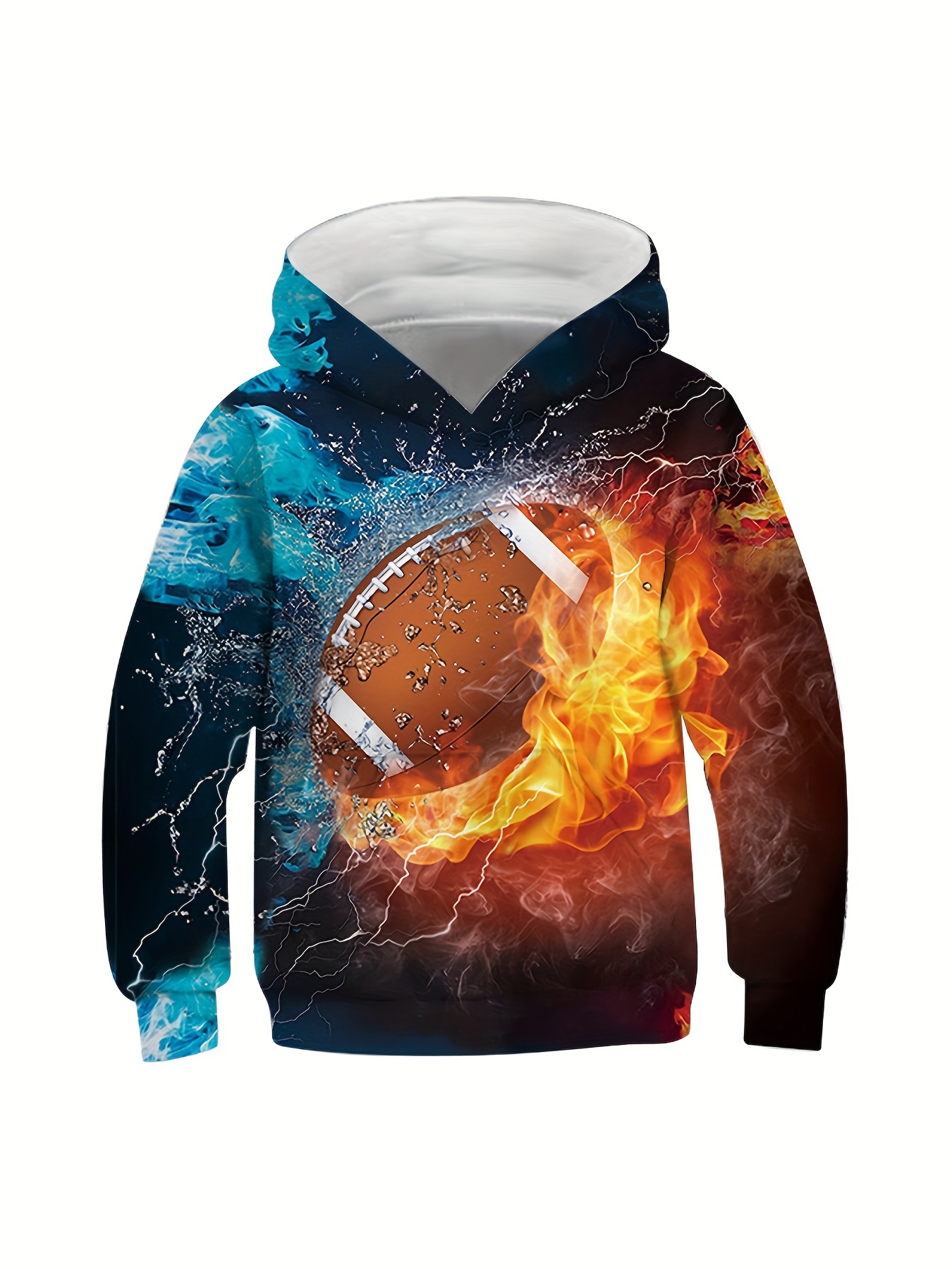 3d color block fire best sale printed long sleeve hoodie