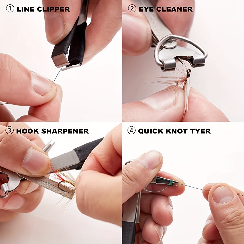 Ultimate Fishing Tool Kit: Knot Tying Hook Sharpener Line - Temu