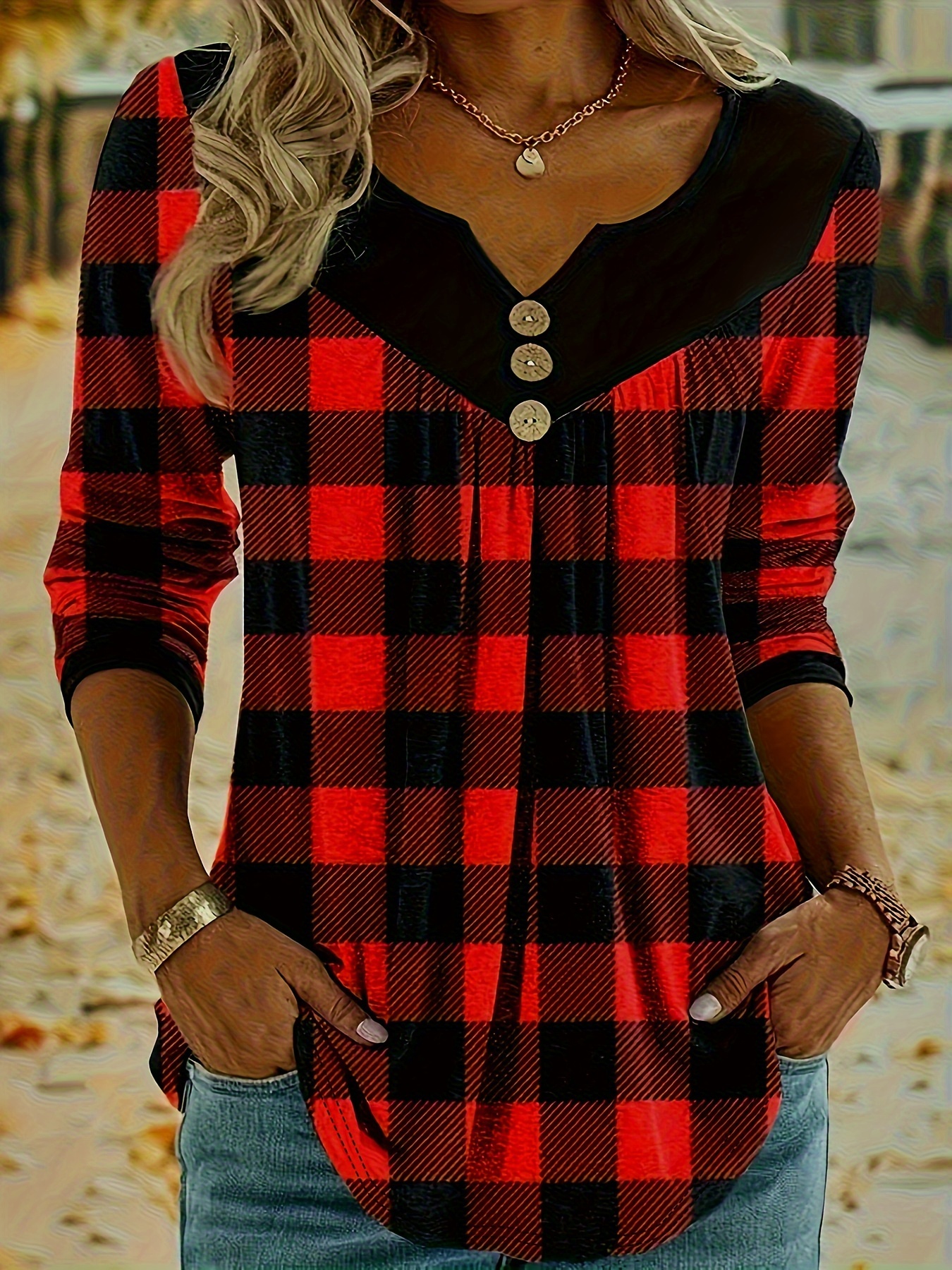 Red and black plaid best sale t shirt