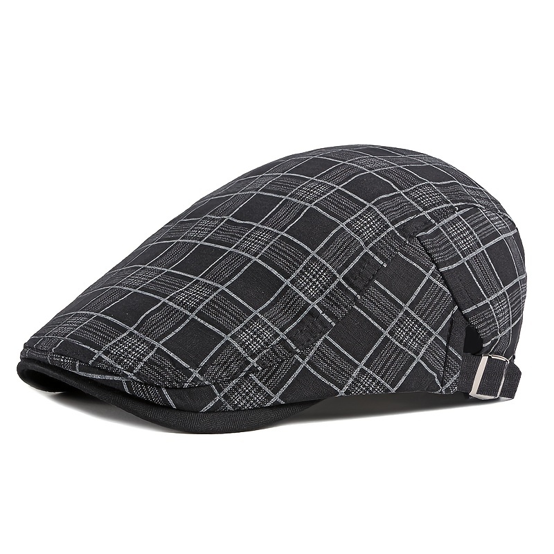 plaid ivy newsboy cap cotton adjustable cabbie gatsby golf cap flat hat thin cap for men women