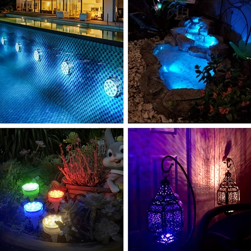 Submersible 144 LED RGB Pond Spot 4 Lights Underwater Pool Fountain +IR  Remote