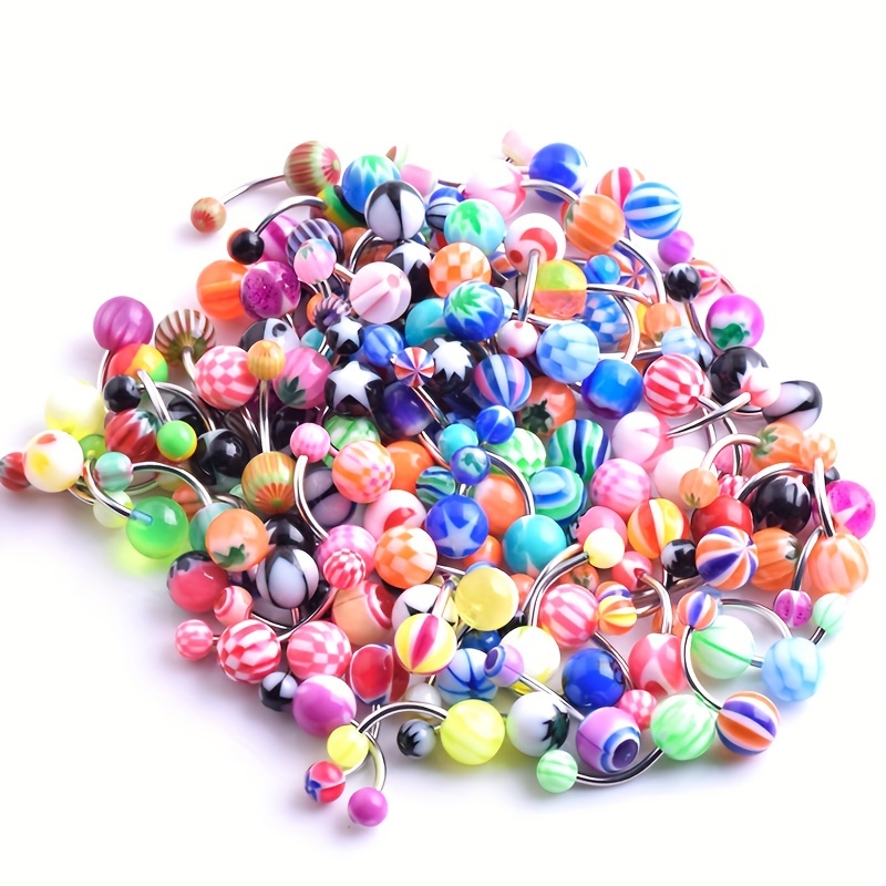 

10/20pcs Colorful Ball Belly Button Ring Set Barbell Navel Nail Body Piercing Jewelry Gift