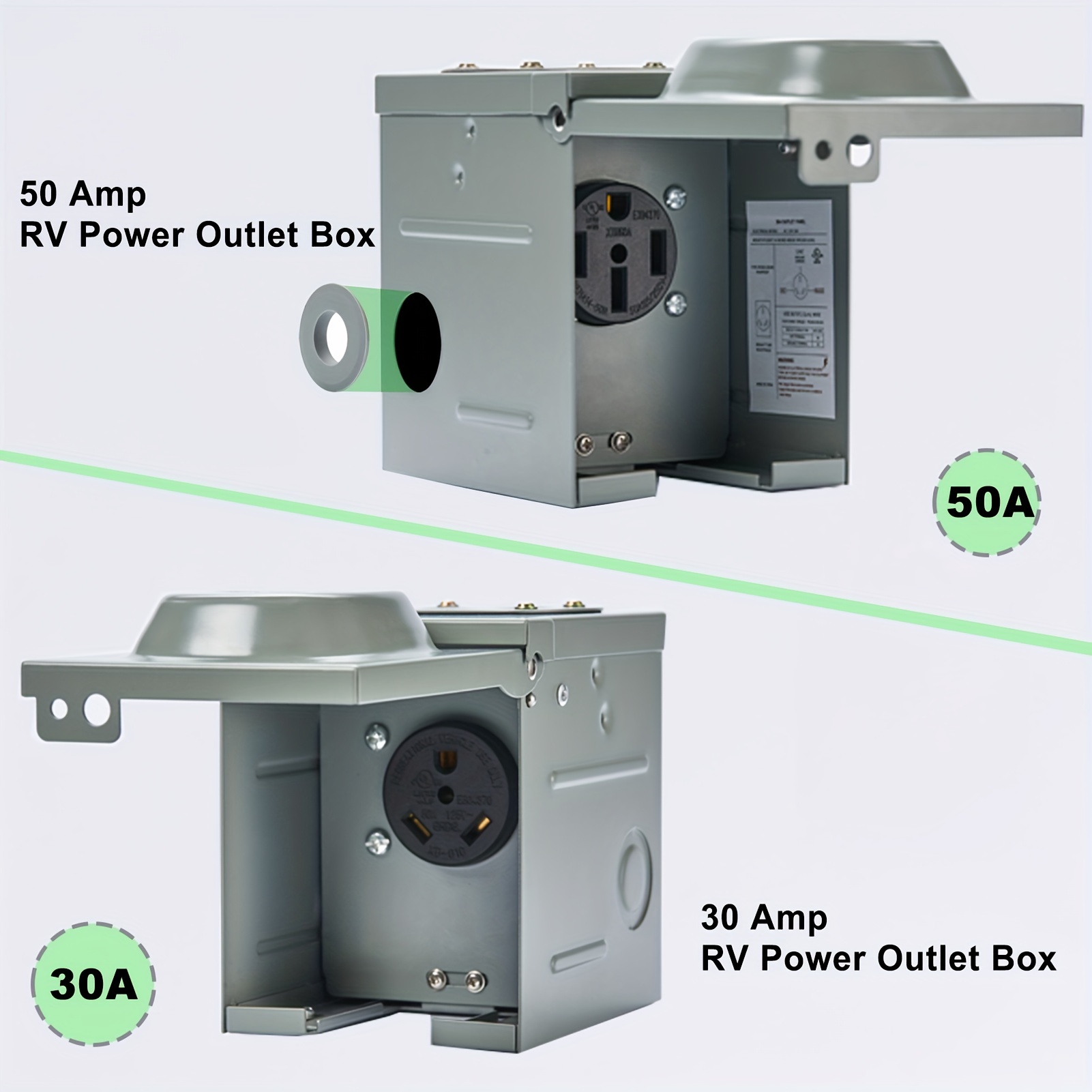125/250V 30 Amp RV Outlet Box With NEMA TT-30R Receptacle And Circuit  Breaker