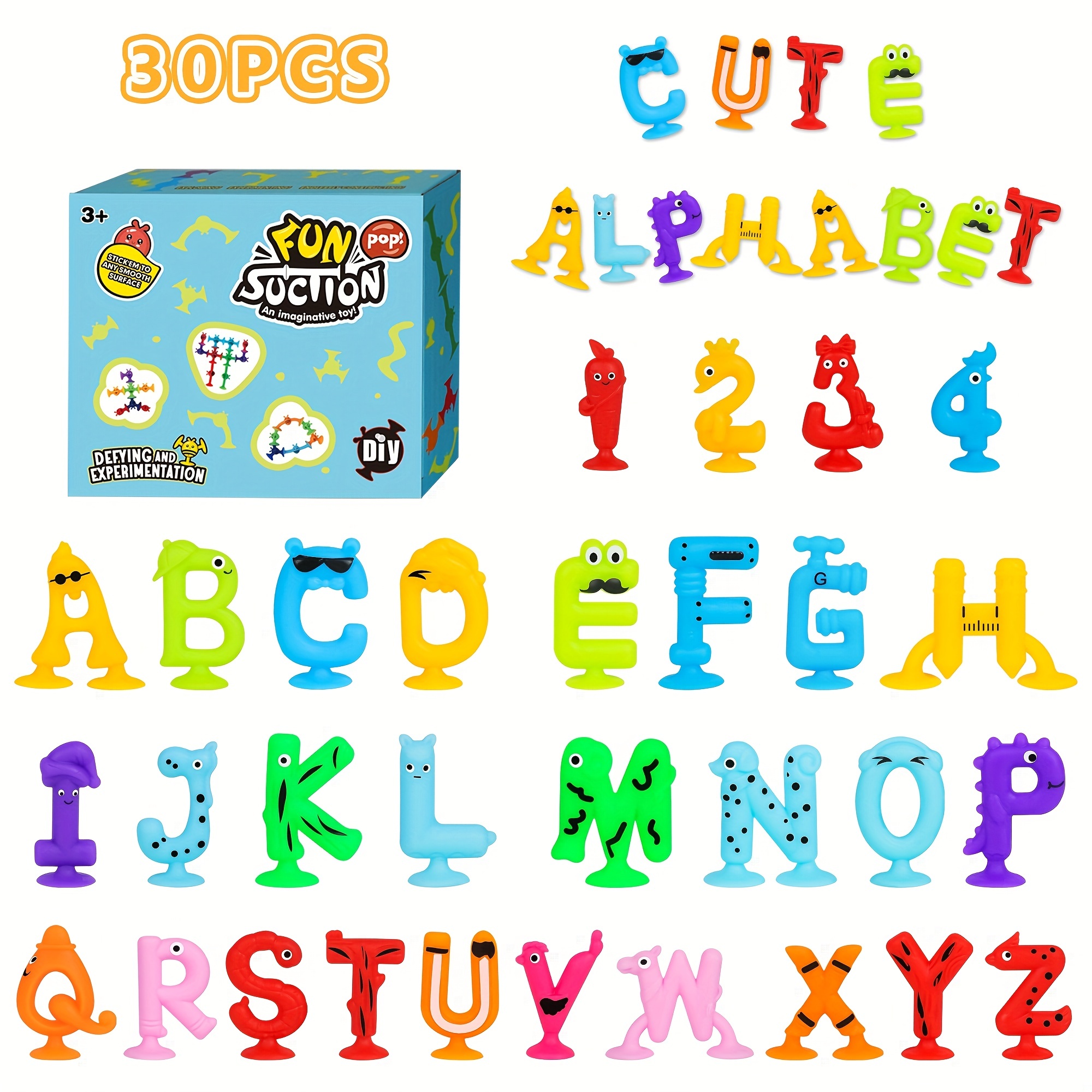 Alphabet + Number Suction Toys Bath Toy Family Game For Kids - Temu