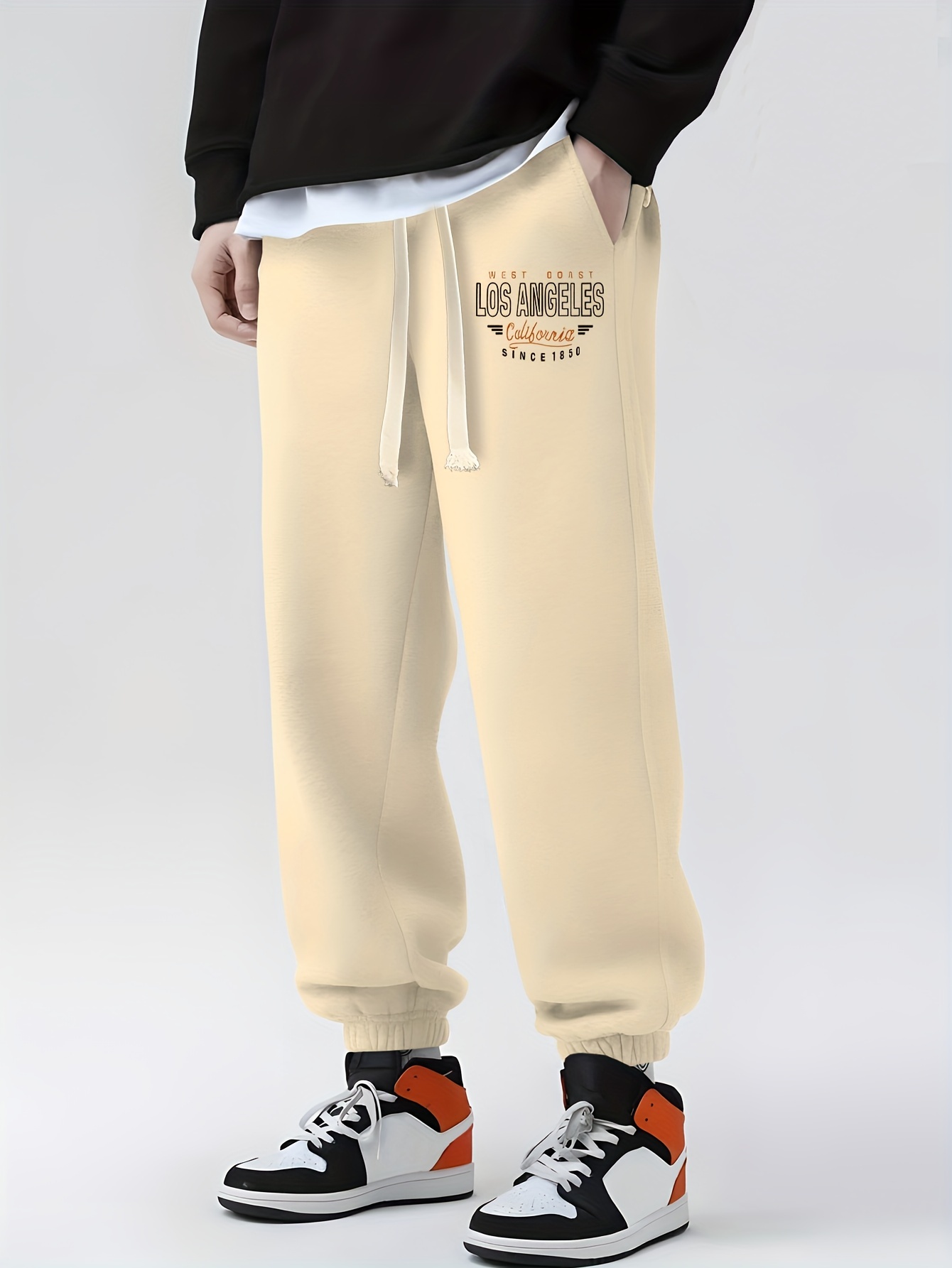 California Print Joggers, Men's Casual Street Style Sweatpants For All  Seasons