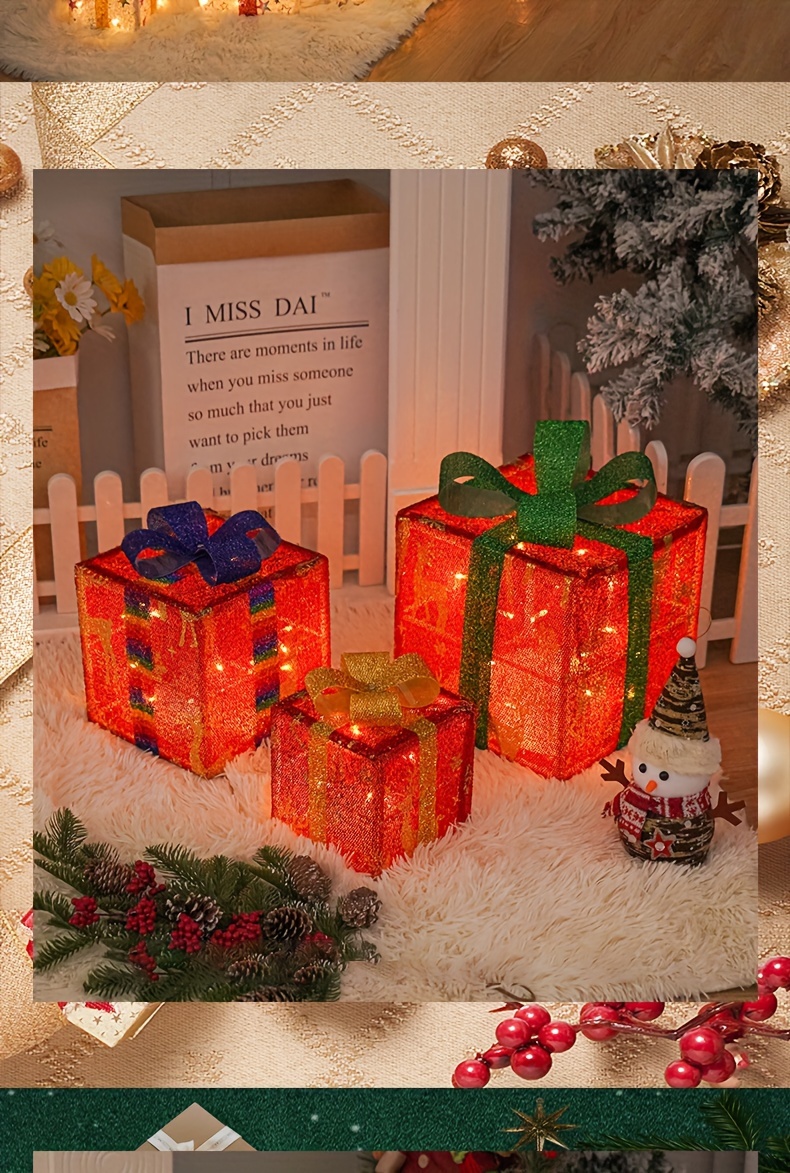 3PCS Noël Décorer des Boîtes-Cadeaux Noël Fête Décorations de la Maison  Vacances Fête Décorations de Jardin Boîte-Cadeau A12572 