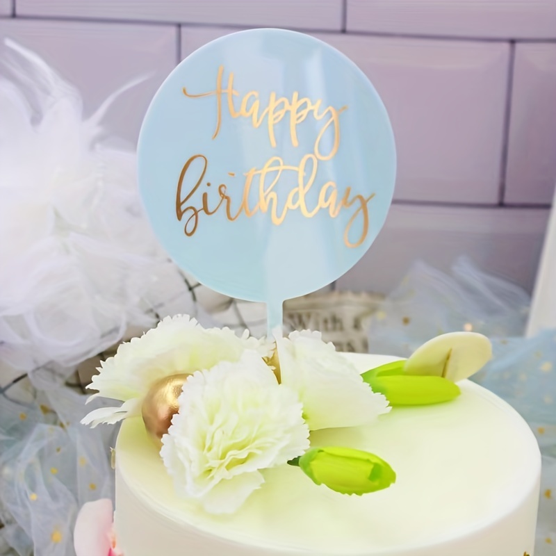 Cake Topper rotondo per compleanno Happy Birthday | Queekee