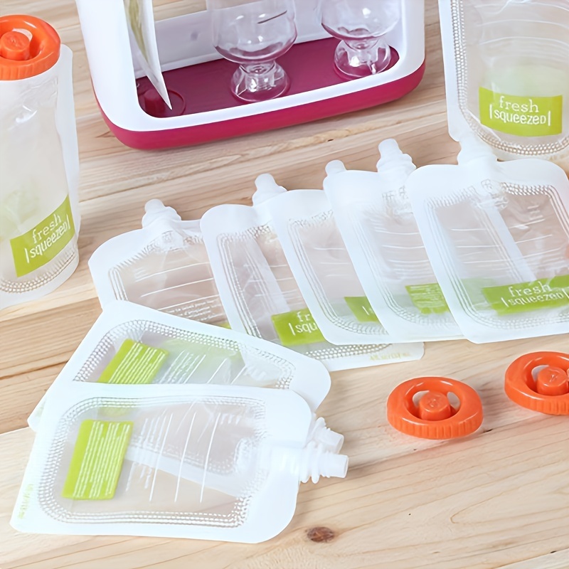10pcs resealable fresh keeping   pouches puree container reusable squeeze bag  
