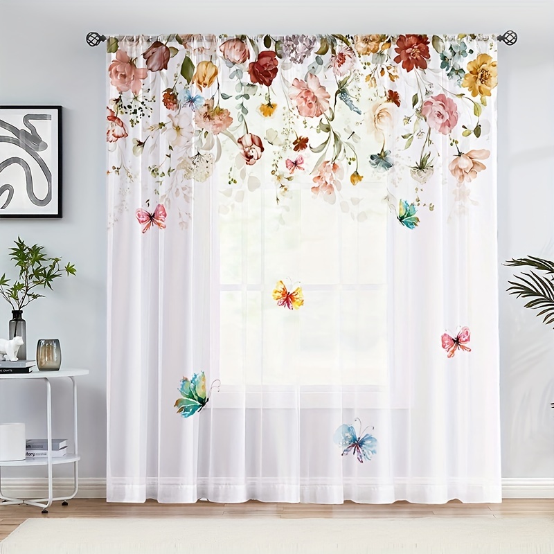 Living Room With Attractive Floral Curtains