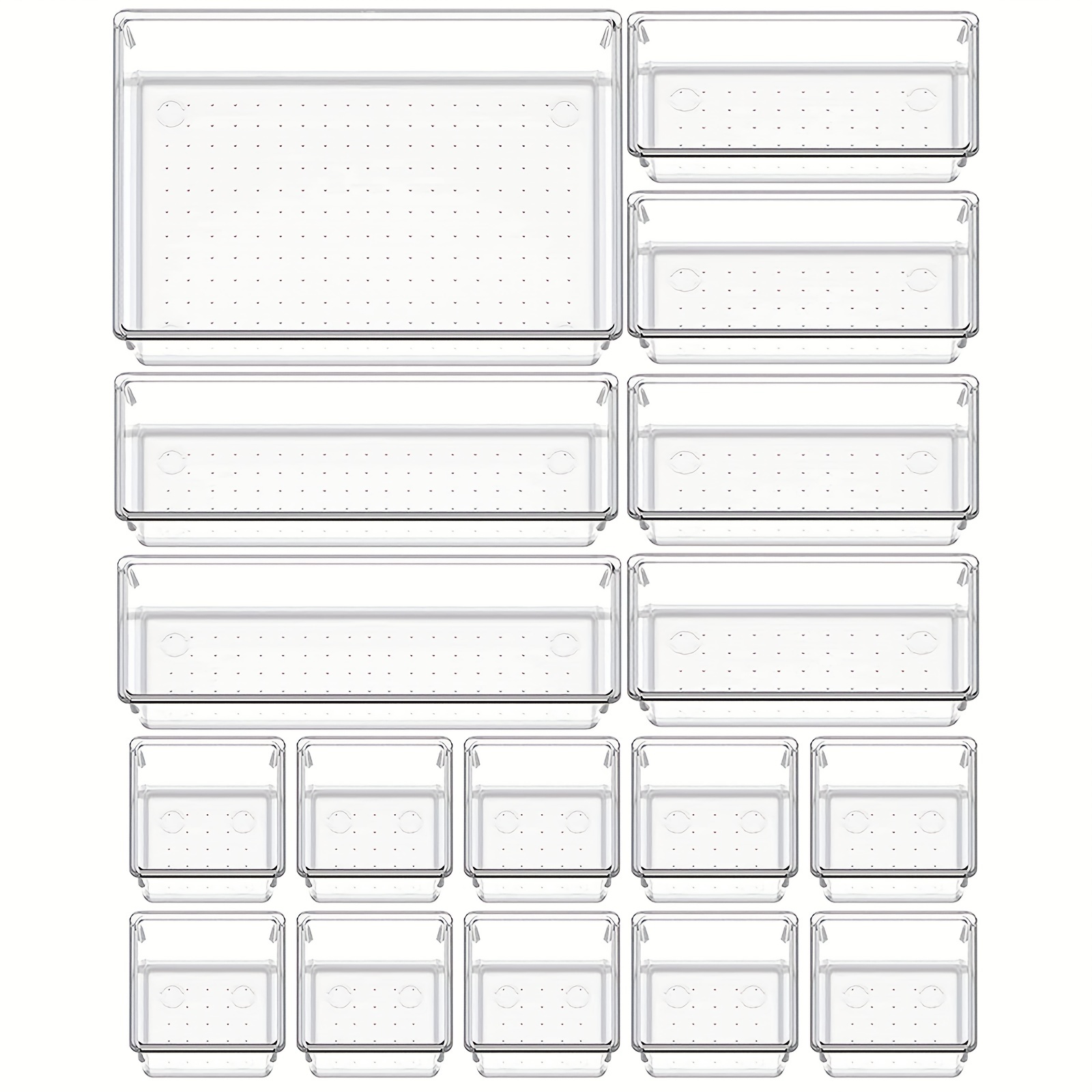 6 Pcs Stackable Clear Drawer Organizer Set, 9x3x2 Rectangle Trays, Narrow  Makeu