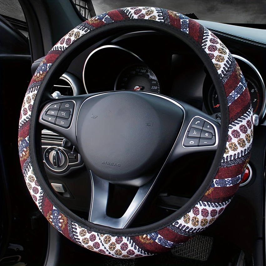 Universal Linen Elastic Car Styling Ethnic Style Car Steering Wheel Cover,  Car Accessories - Temu Austria