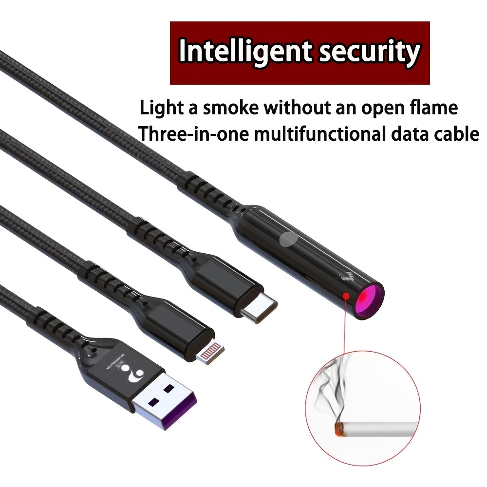 Moblie Phone Charge Cable 3 In 1 USB Cable With Vehicle Cigarette Lighter Iphone Interface Type C