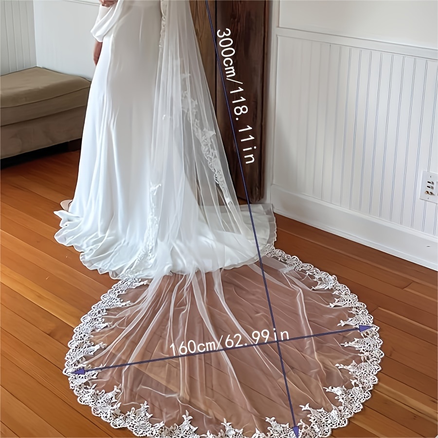 Two layers of lace side cathedral wedding veil, with comb bride veil  accessories