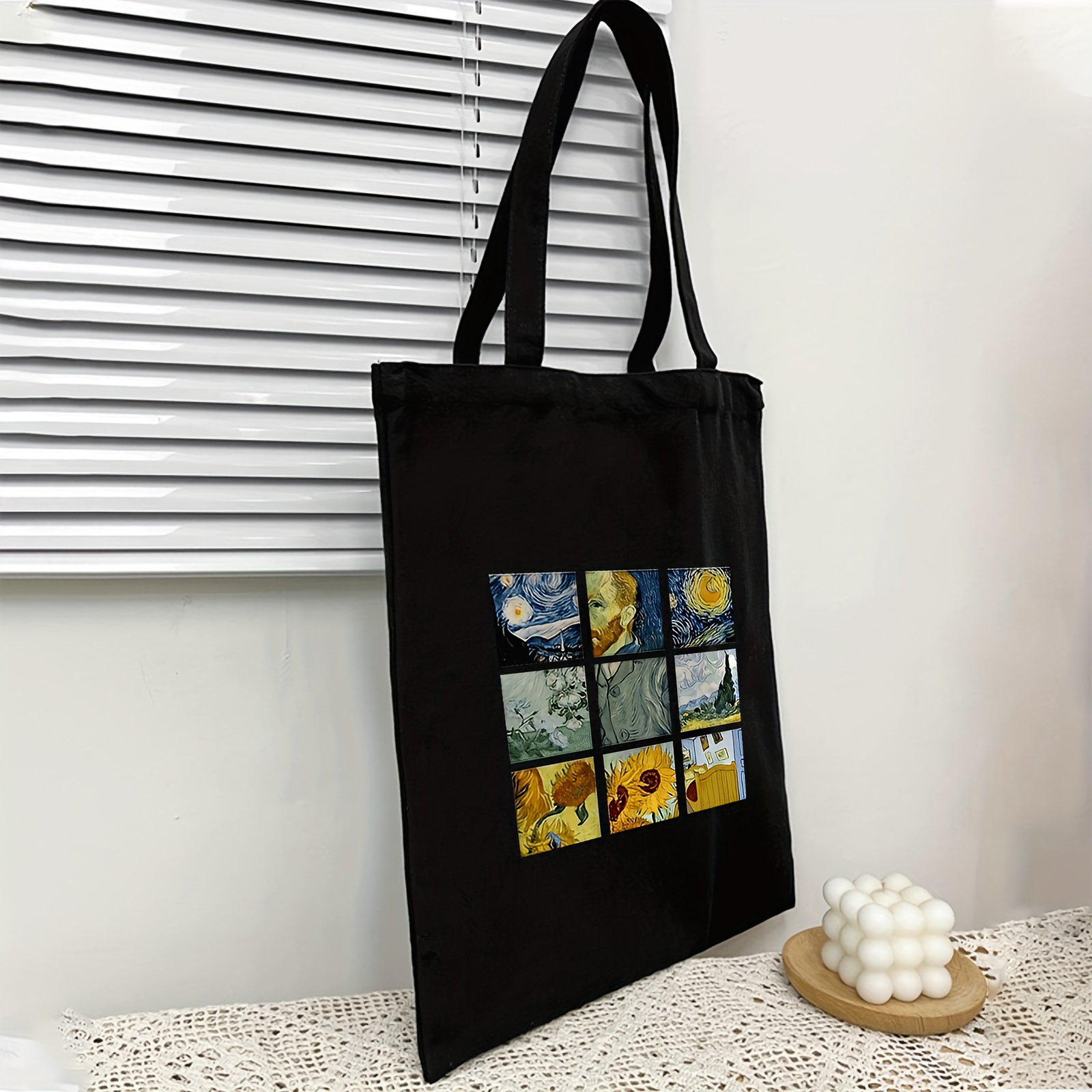 van inspired large canvas tote bag – black Temu Georgia