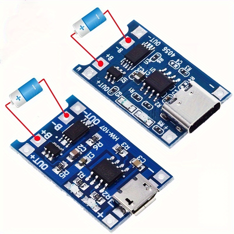 

10pcs 5v 1a 18650 Lithium Battery Charging Board Tp4056 Lithium Battery Charging Board Type-c Micro Usb Charge Module With Protect
