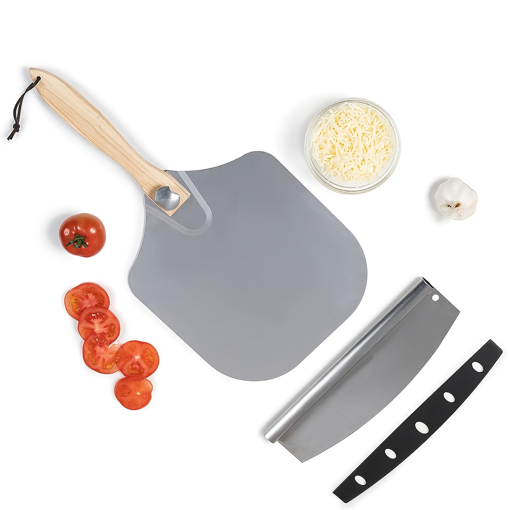 2pcs/Set Pizza Shovel & Scraper, Cutter Set, Suitable For Pizza Making,  Metal Pizza Paddle, Pizza Oven Accessories, Pastry, Dough, Pizza Tools