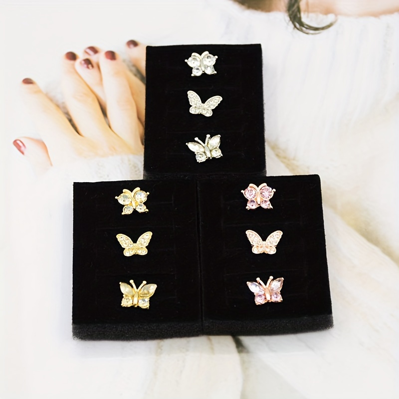 

3pcs Cute Butterfly Watchband Nails Studs, Shiny Rhinestone Watch Strap Charms Decorations Compatible With Iwatch Series Band