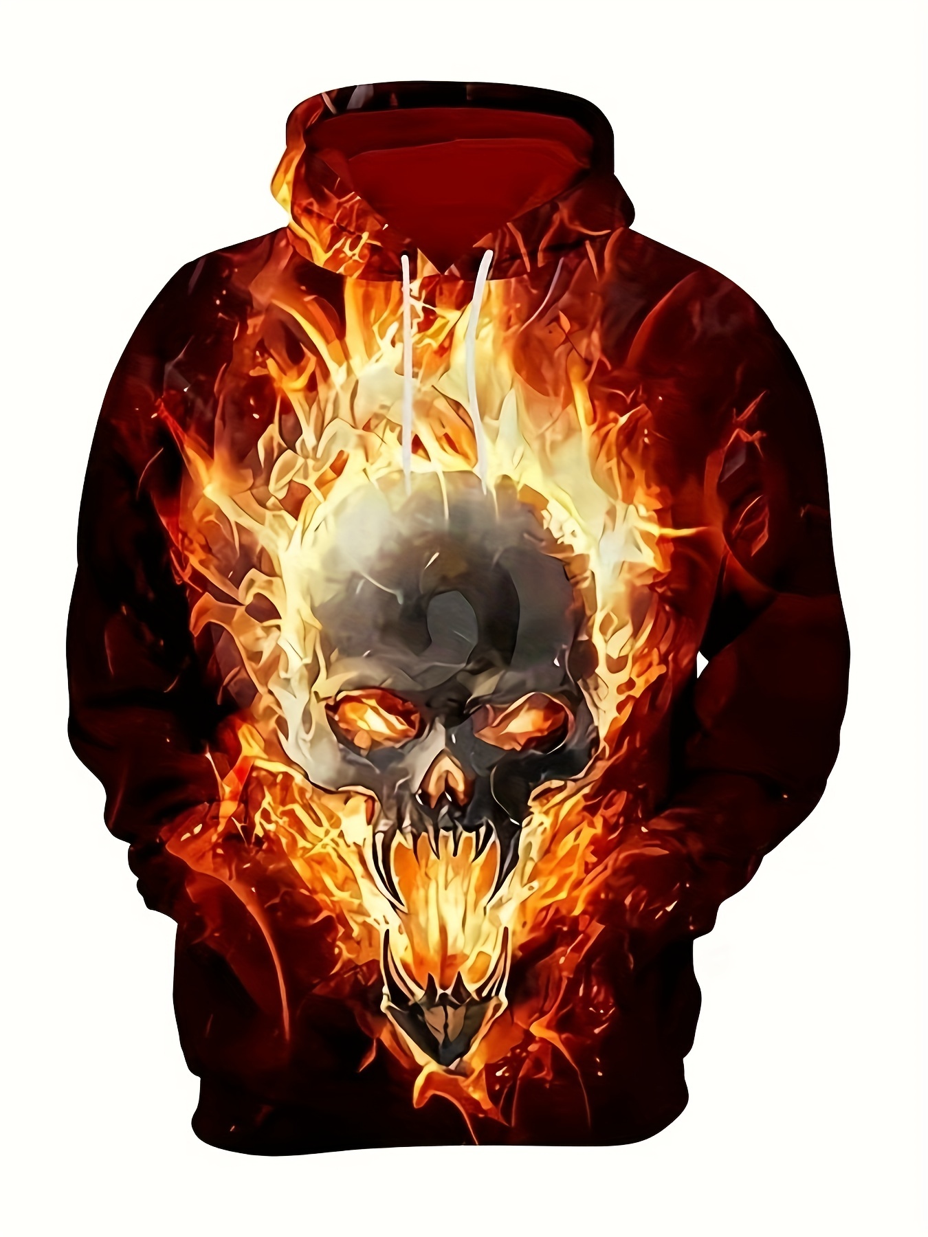 Skull Fire Print Hoodie Cool Hoodies Men Men's Casual - Temu Canada