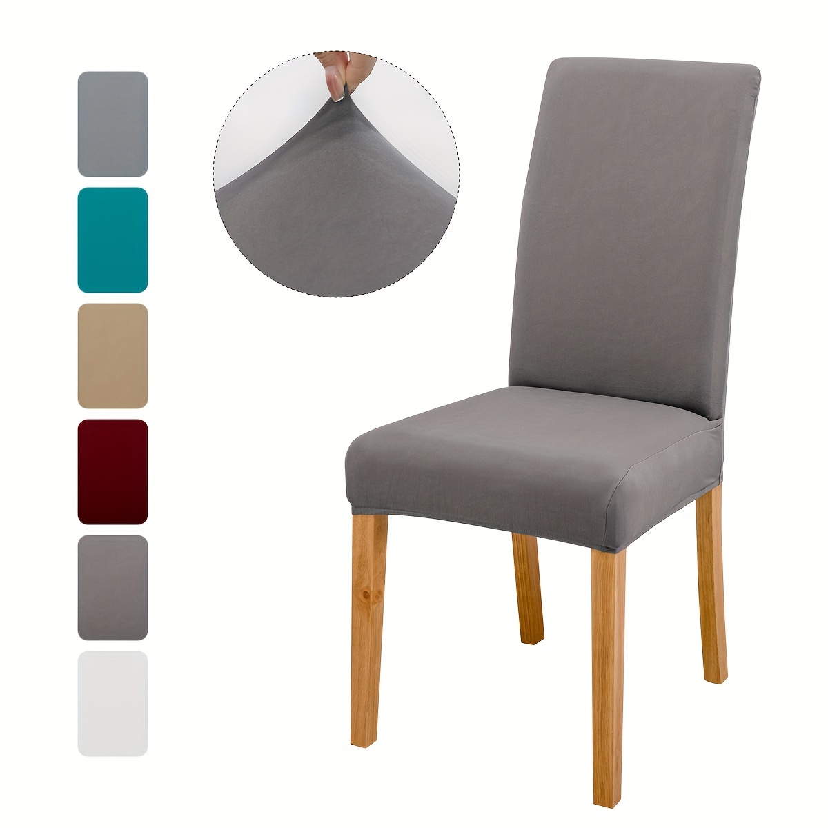 

4pc/6pc Fabric Solid Color Elastic Dining Chair Slipcovers, Stretch Chair Cover For Wedding Dining Room Office Banquet House Home Decor