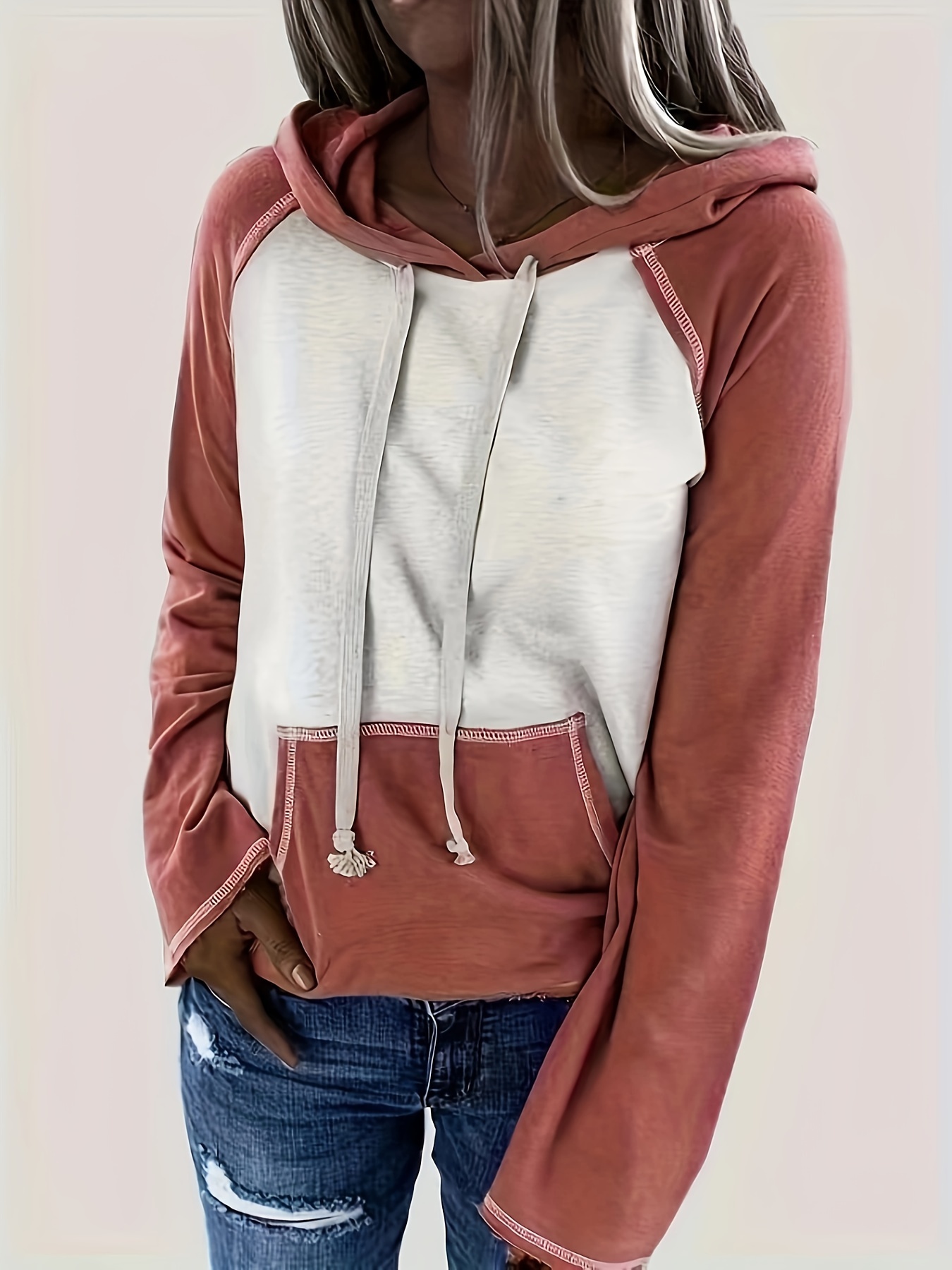 Raglan sleeve kangaroo pocket clearance hoodie