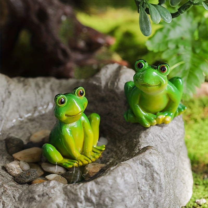 Resin Mini Frogs Green Frog Miniature Figurines Fairy Garden
