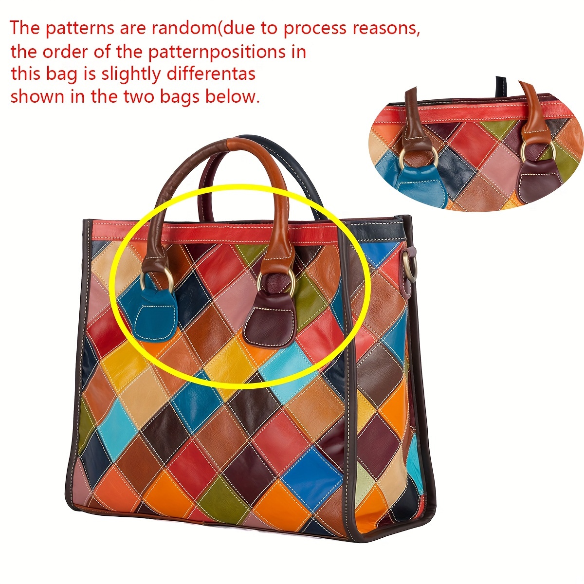 Color Stitching Plaid Top Handle Satchel Large Capacity Tote - Temu