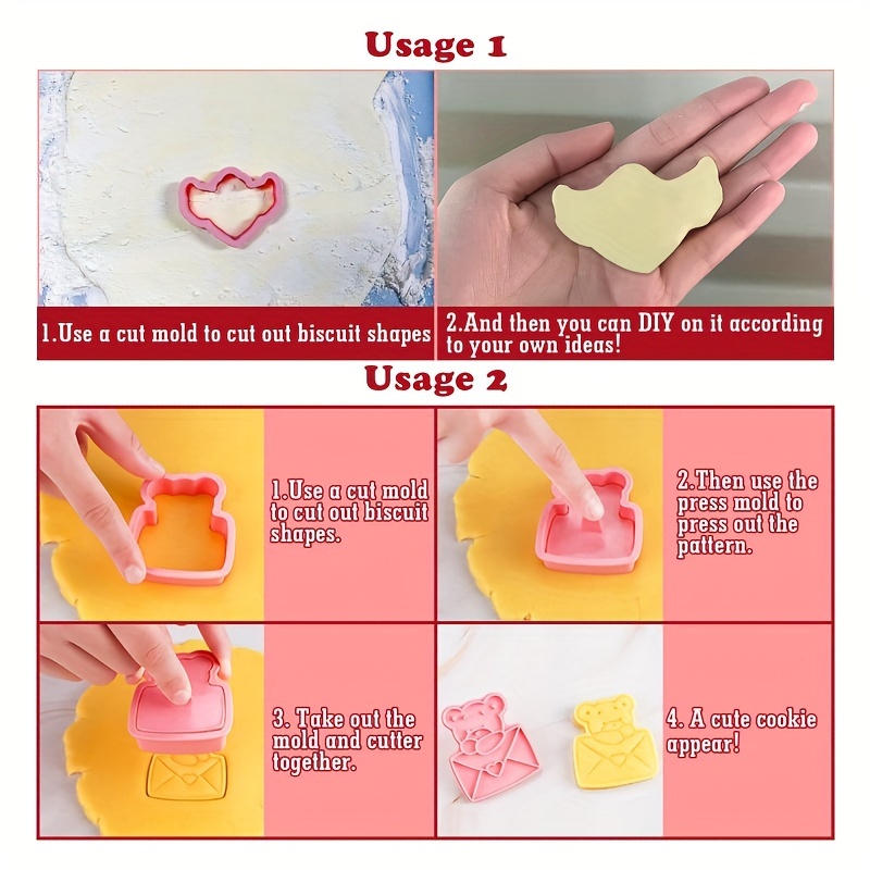 Valentine's Day Cookie Cutters And Stamps 3d Style - Temu