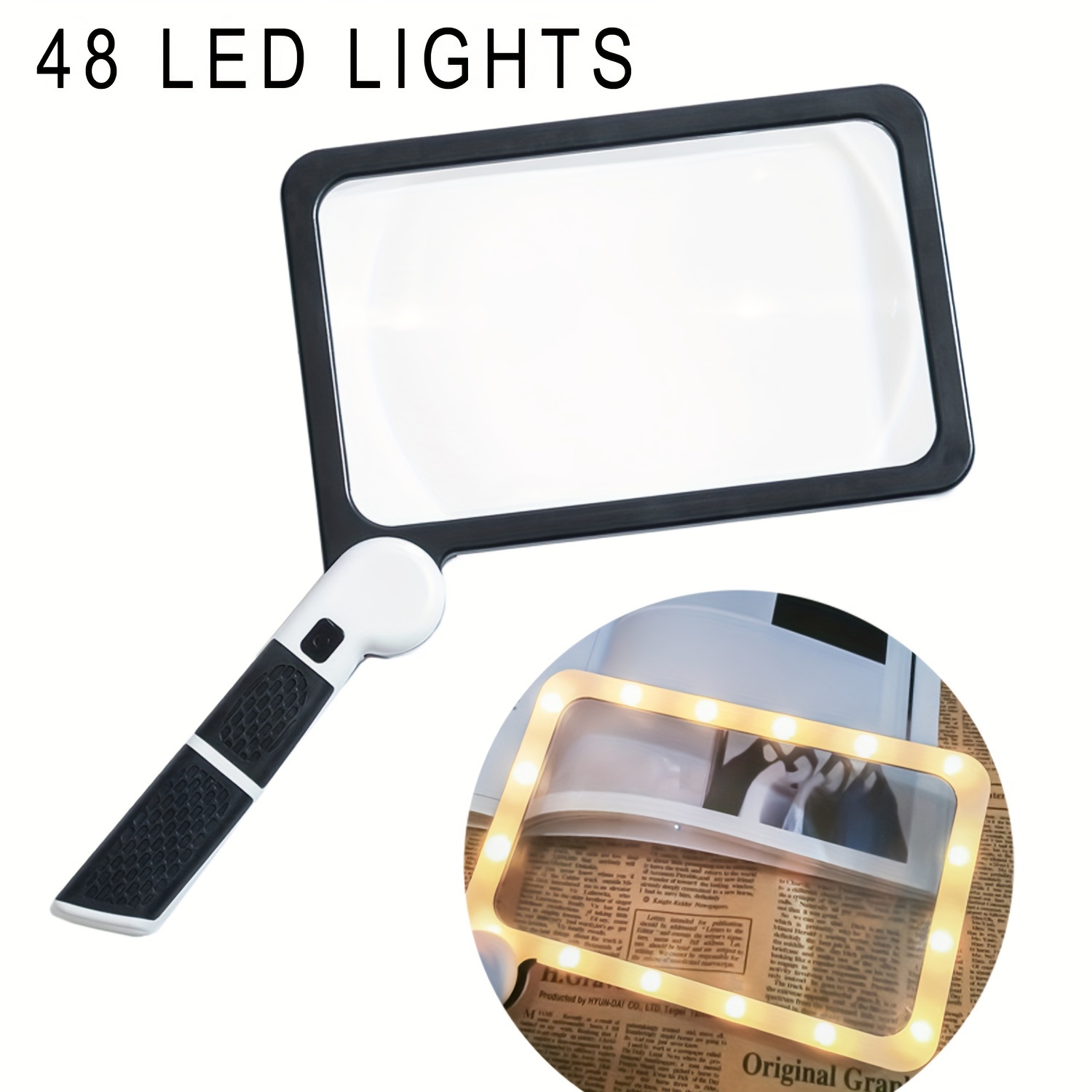 Lupa de mano 8X con 10 luces LED, lupa de lectura con mango de lente de