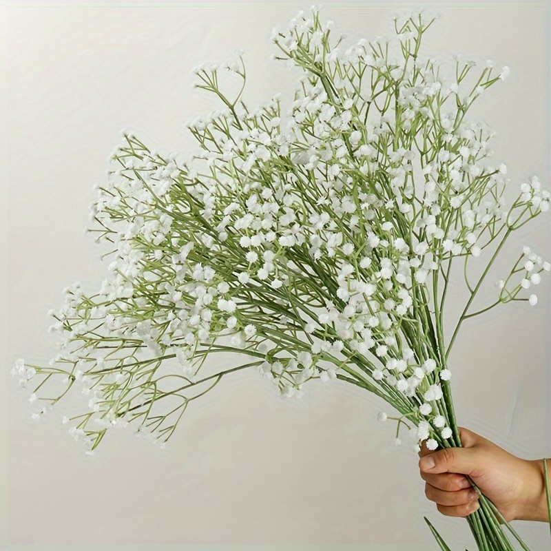 5PCS Long Stem Artificial Baby Breath Flowers Fake Real Touch Gypsophila  for Home Office Indoor 