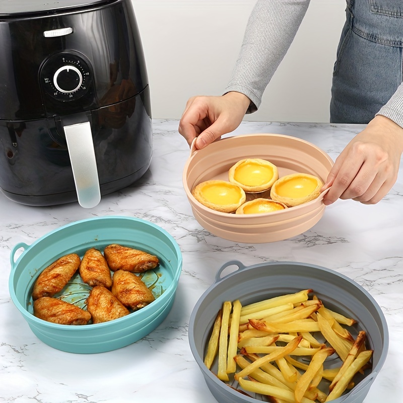 Collapsible Silicone Air Fryer Liner (top ), Foldable Air Fryer Liners Pot,  Silicone Basket Bowl, Reusable Baking Tray, Oven Accessories, Baking Tools,  Kitchen Gadgets, Kitchen Accessories - Temu