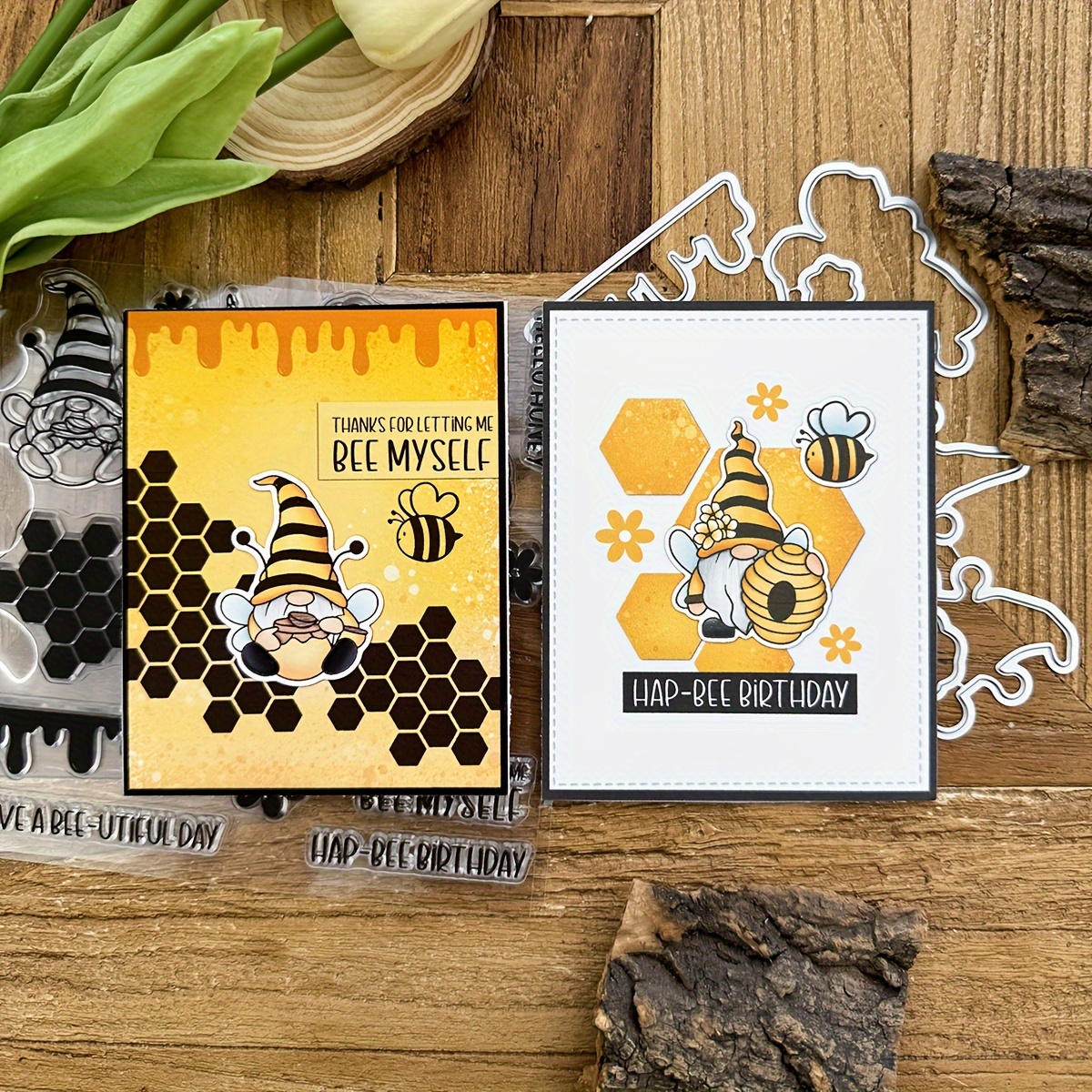 Bee Greetings New Clear Stamps And Dies For Paper Card - Temu