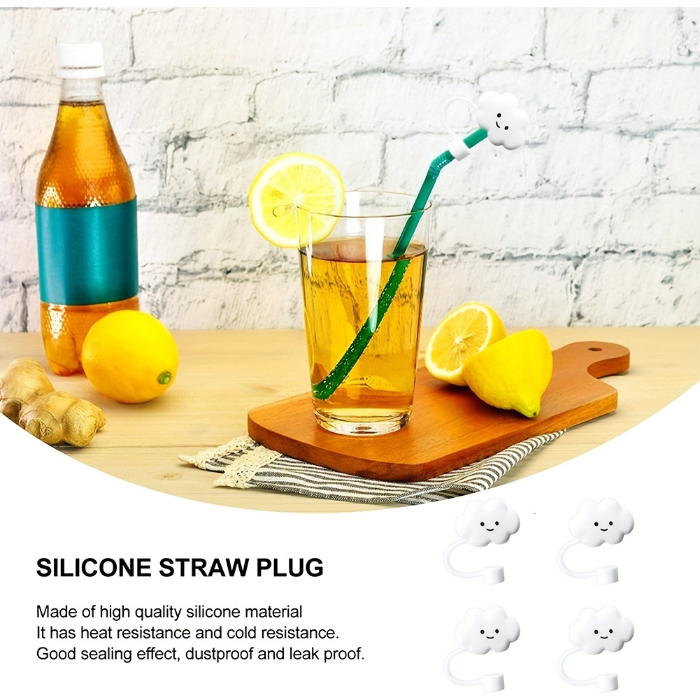 12 Pcs Cloud Straw Covers Silicone Straw Tips Cap Reusable Cute Straw Plug  Seal