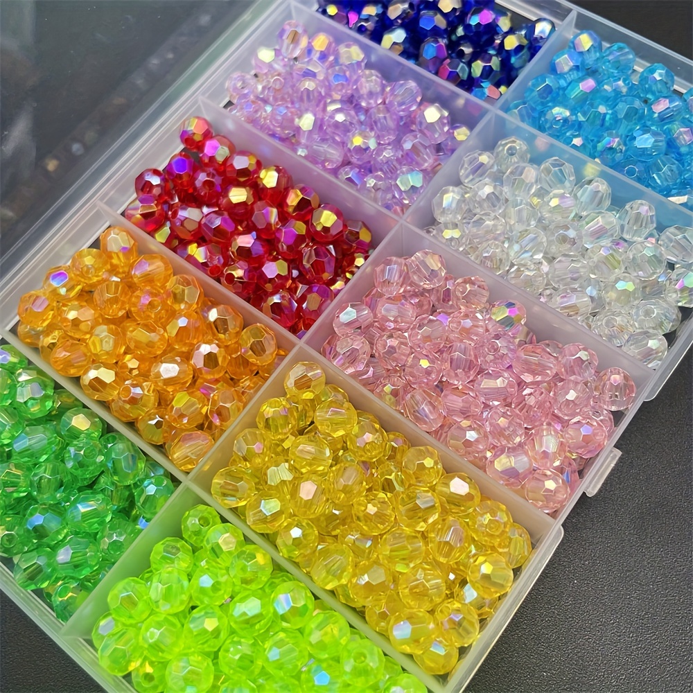 

10 Grids 750pcs 6mm Acrylic Transparent Ab Color Straight Hole Beads For Jewelry Making Diy Necklace Bracelet Beading Craft Supplies