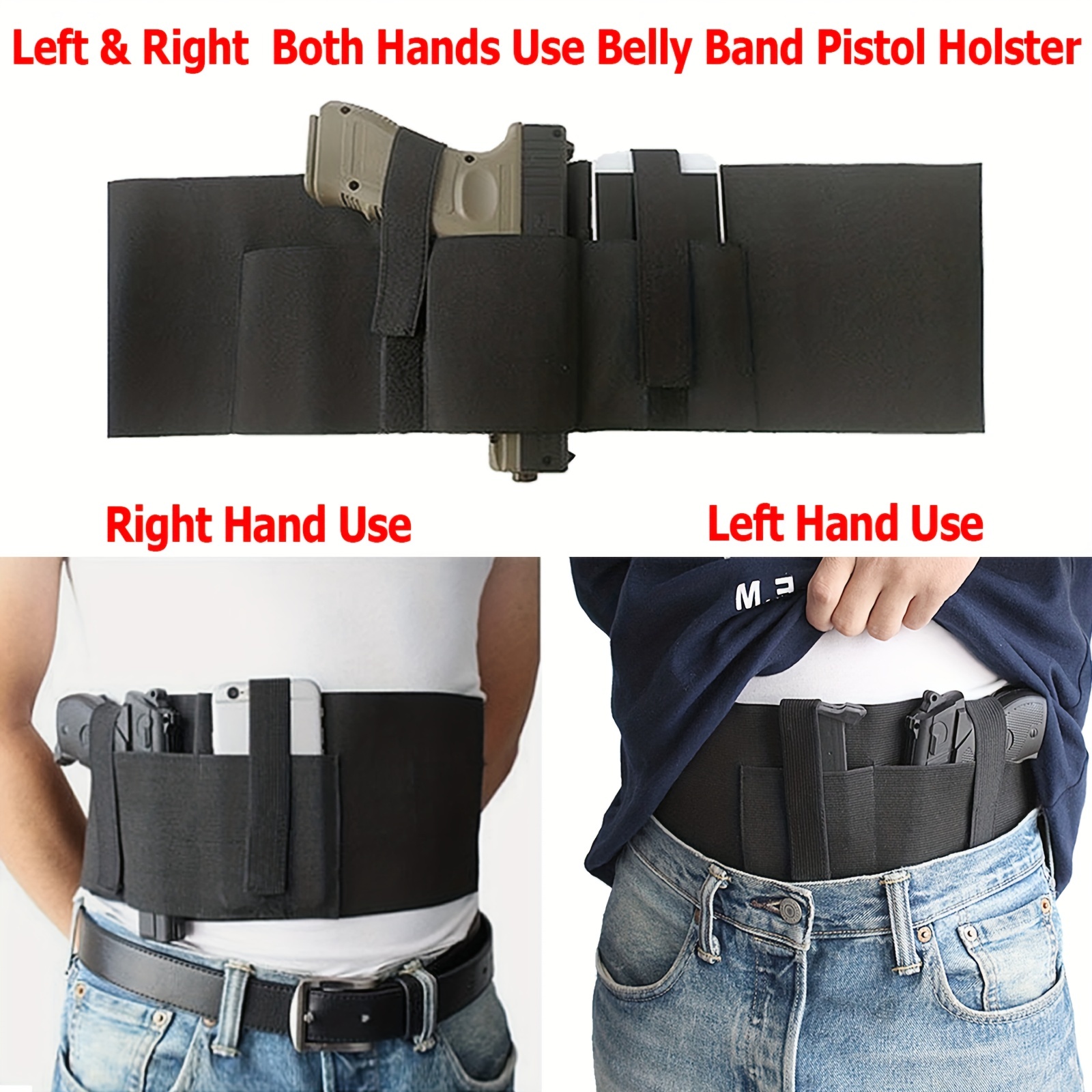 Tactical Belly Band Pistol Holster Concealed Carry Gun Holder fit