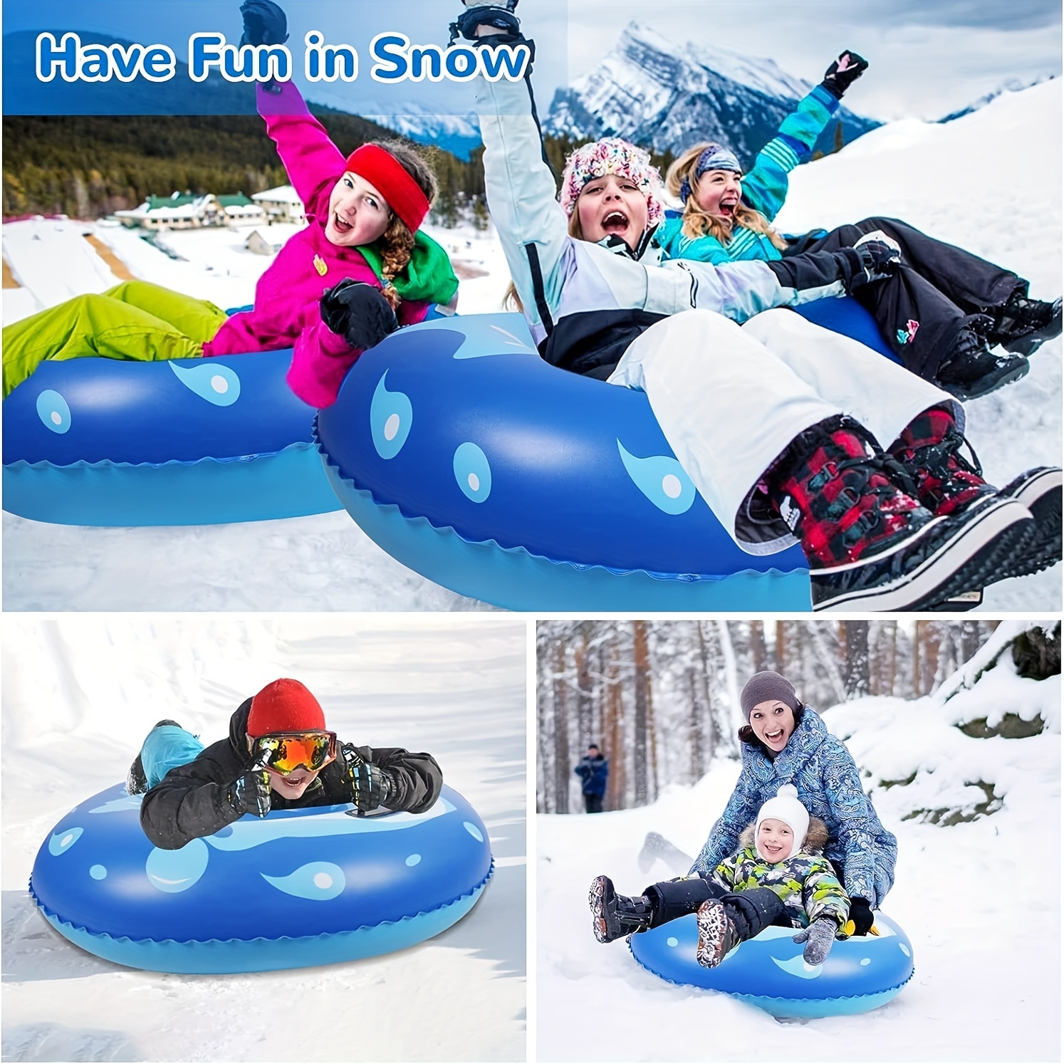 Snow Tube Inflatable Snow Sled Toboggan Snow Toys for Kids and Adults Heavy  Duty