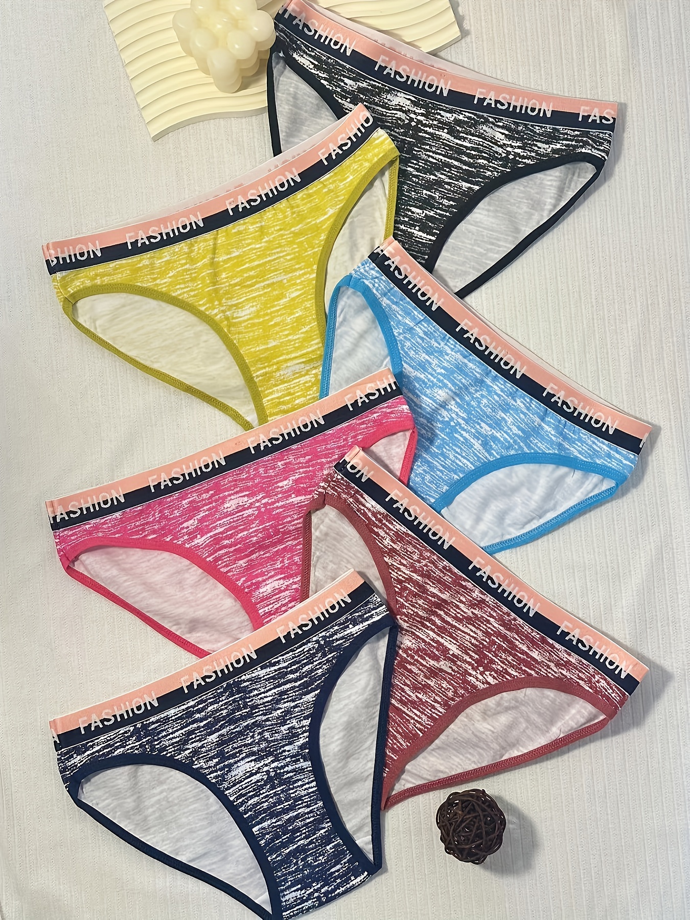6pcs Letter Print Briefs, Comfy & Breathable Stretchy Intimates Panties,  Women's Lingerie & Underwear