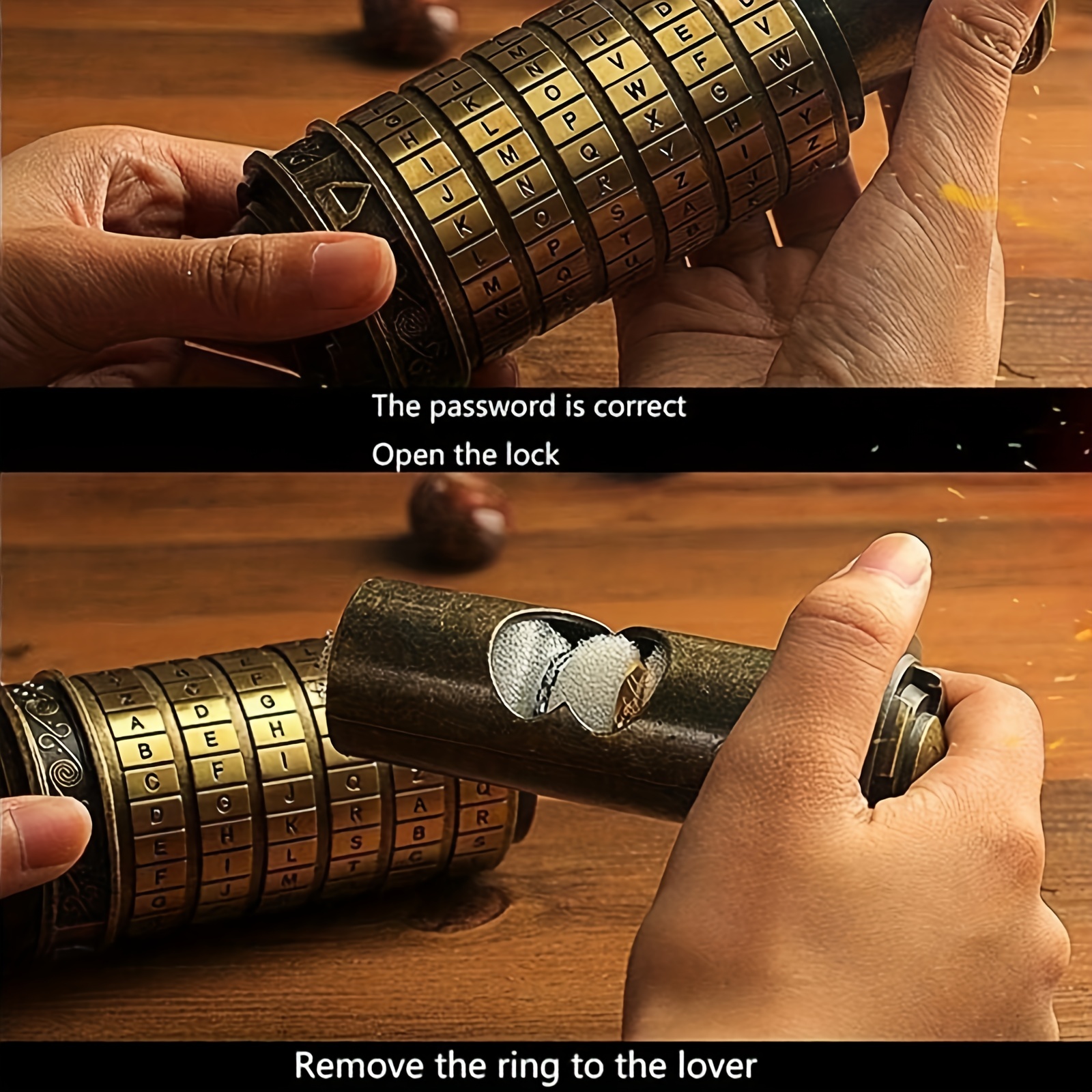 vintage golden retro cylinder lock box combination dial - Temu